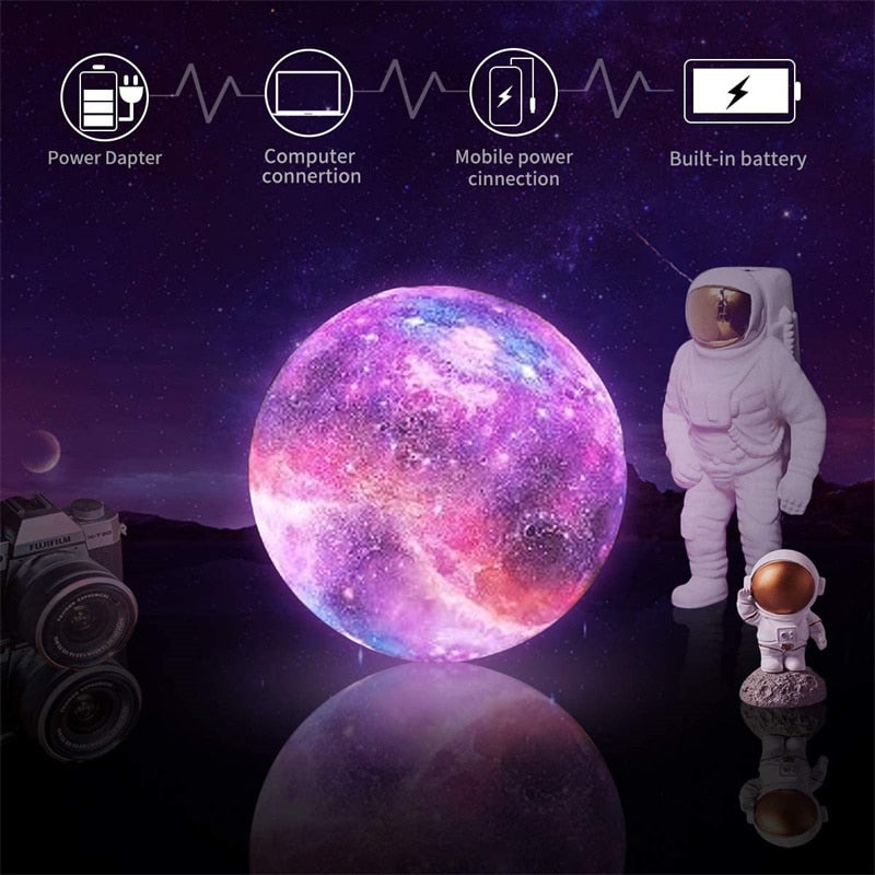 Moon Lamp, Galaxy Night Light, 16 Colors Large galaxy light 3D printing Moon Night
