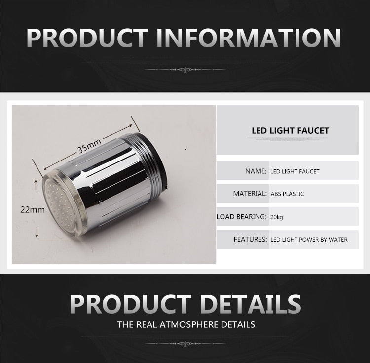 3 Color Light LED Temperature Sensitive Water Saving
