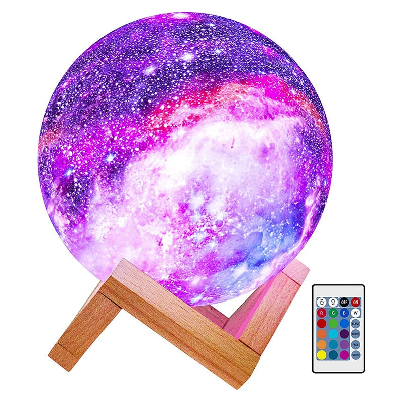 Moon Lamp, Galaxy Night Light, 16 Colors Large galaxy light 3D printing Moon Night