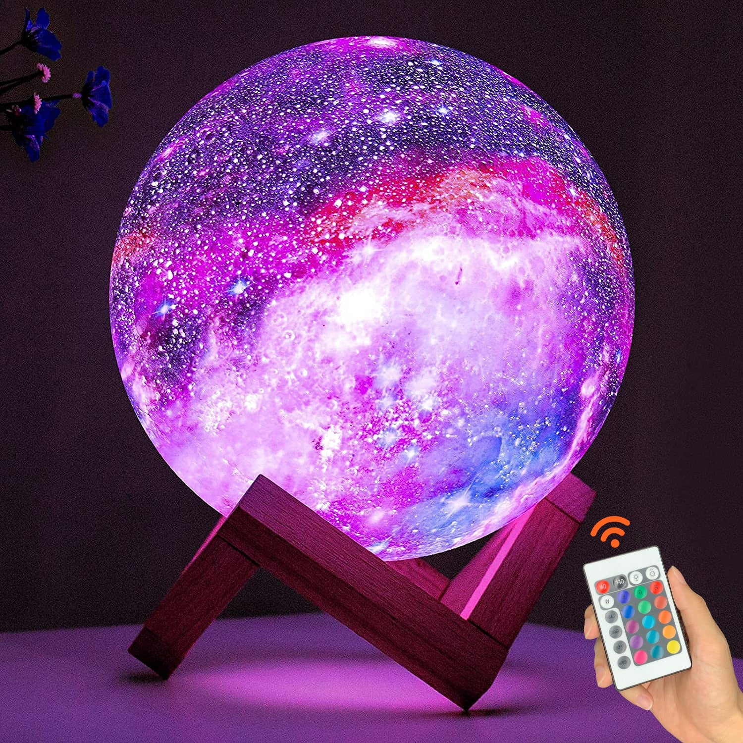 Moon Lamp, Galaxy Night Light, 16 Colors Large galaxy light 3D printing Moon Night