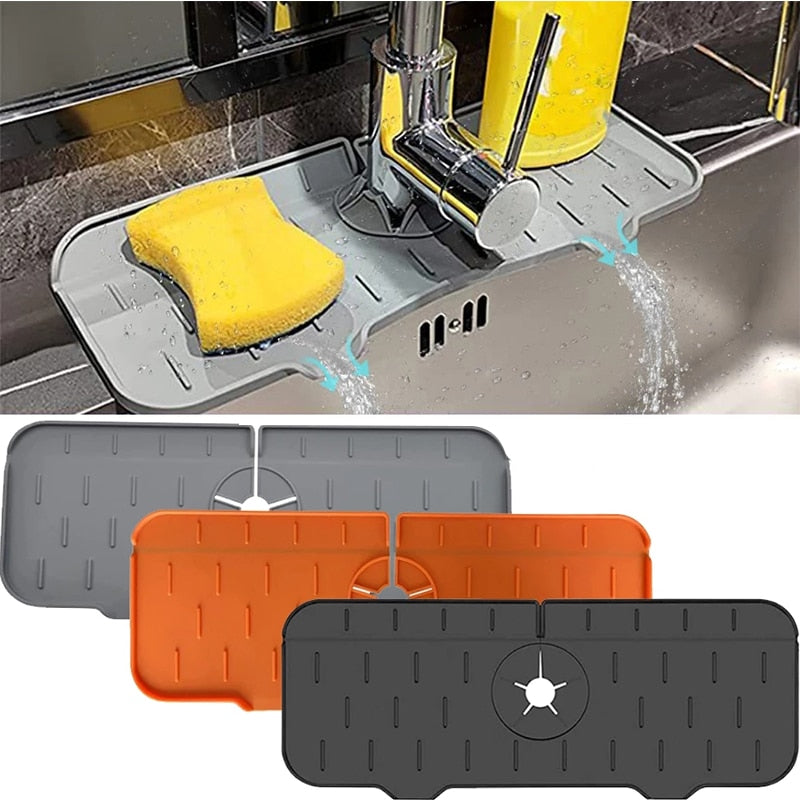Kitchen Sink Splash Guard, Silicone Sink Faucet Mat, Sink Draining Pad Behind Faucet