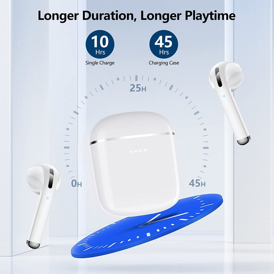 Wireless Earbuds Bluetooth Headphones 5.0 with Mics Clear Call 50H Playback Waterproof Stereo Earbuds Headsets