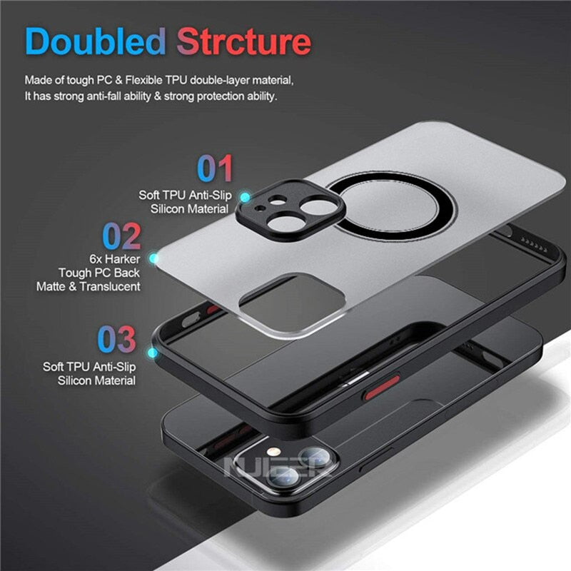 Magnetic  Armor Cover for Phone Case For iPhone 13 14 12 11 Pro Max Mini X XR XS 14Plus