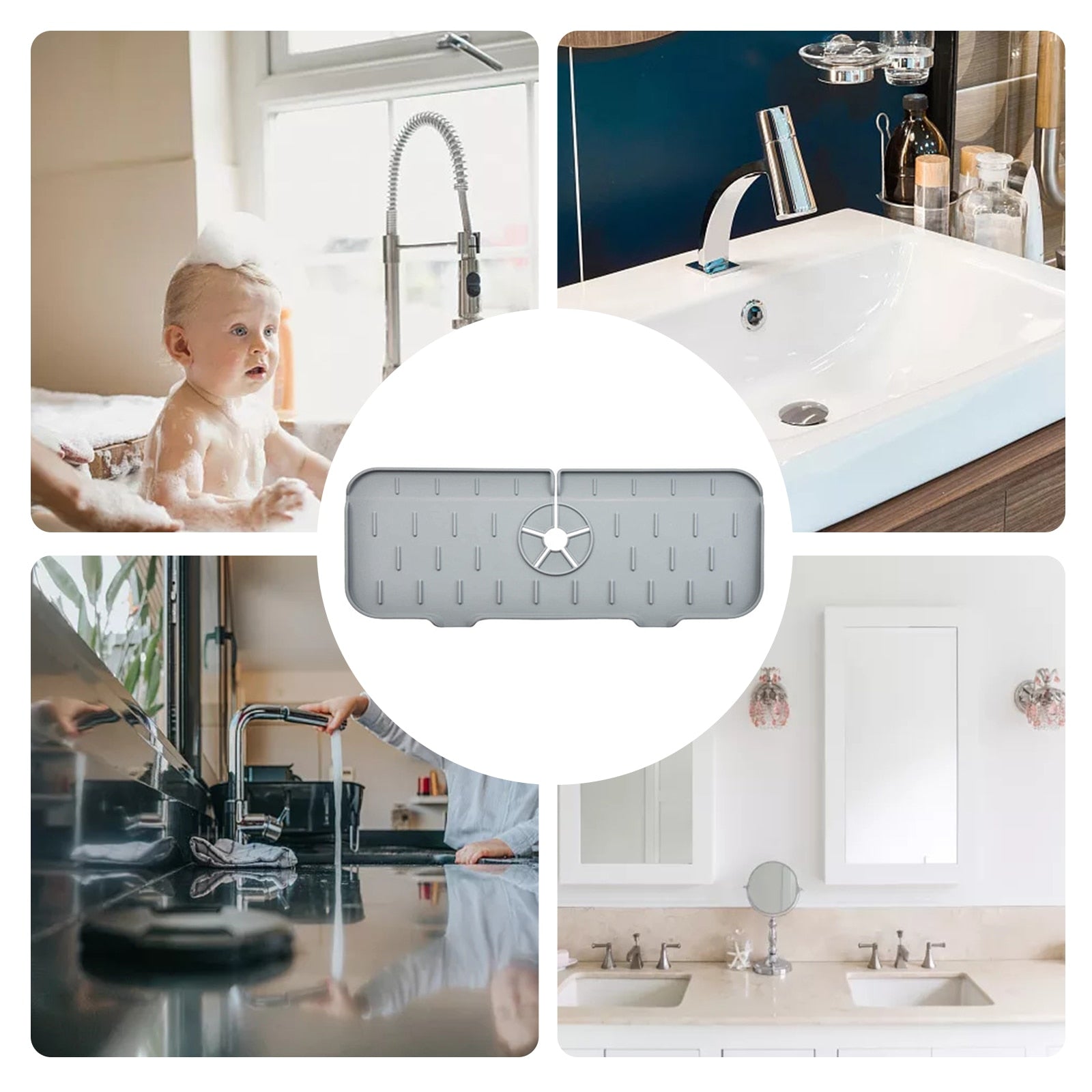 Kitchen Sink Splash Guard, Silicone Sink Faucet Mat, Sink Draining Pad Behind Faucet