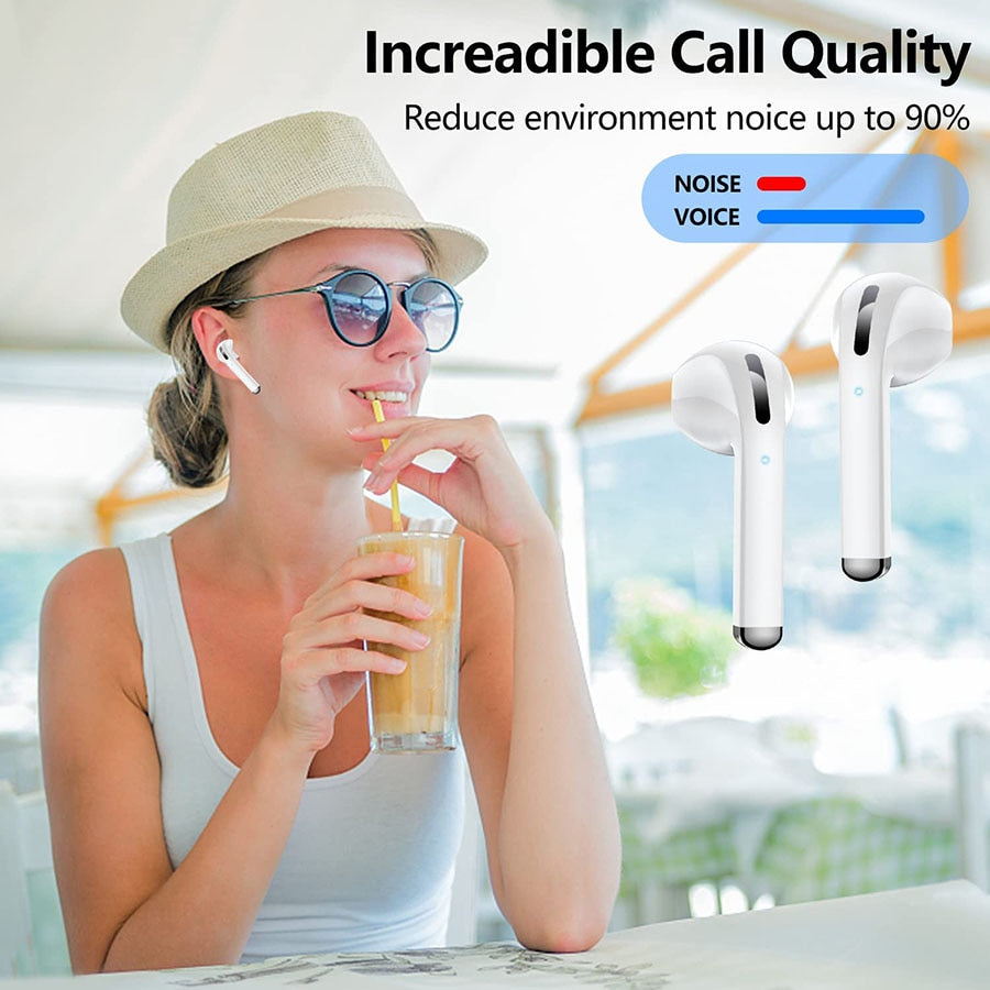 Wireless Earbuds Bluetooth Headphones 5.0 with Mics Clear Call 50H Playback Waterproof Stereo Earbuds Headsets