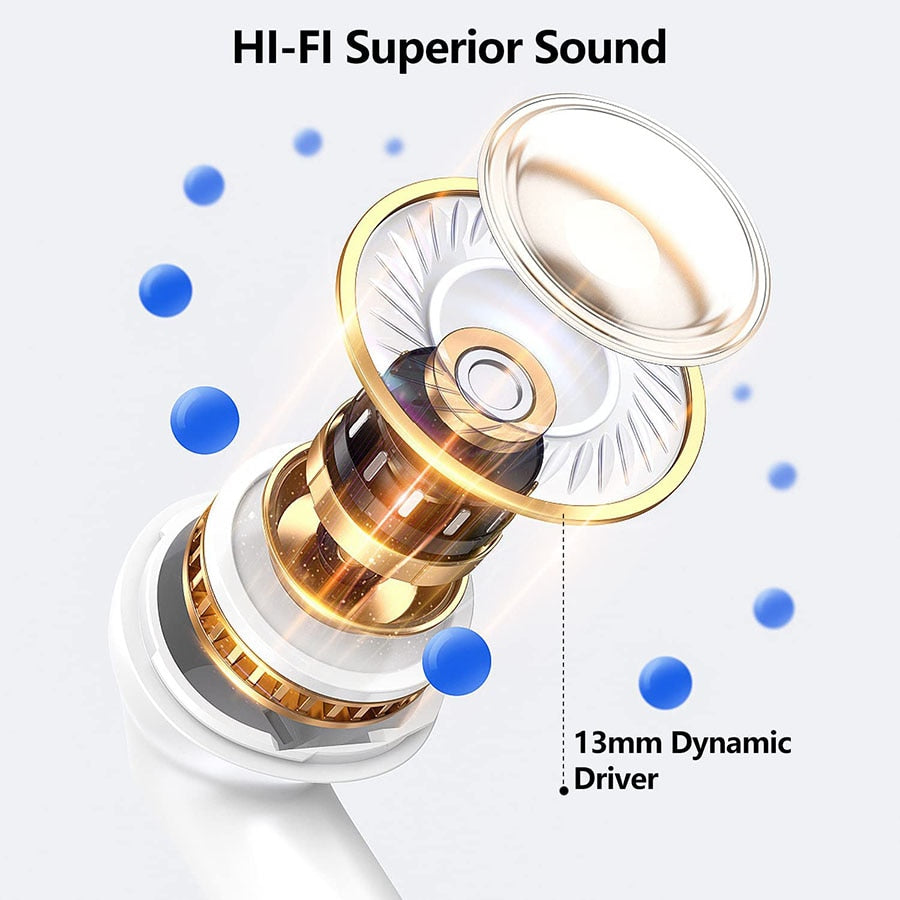 Wireless Earbuds Bluetooth Headphones 5.0 with Mics Clear Call 50H Playback Waterproof Stereo Earbuds Headsets