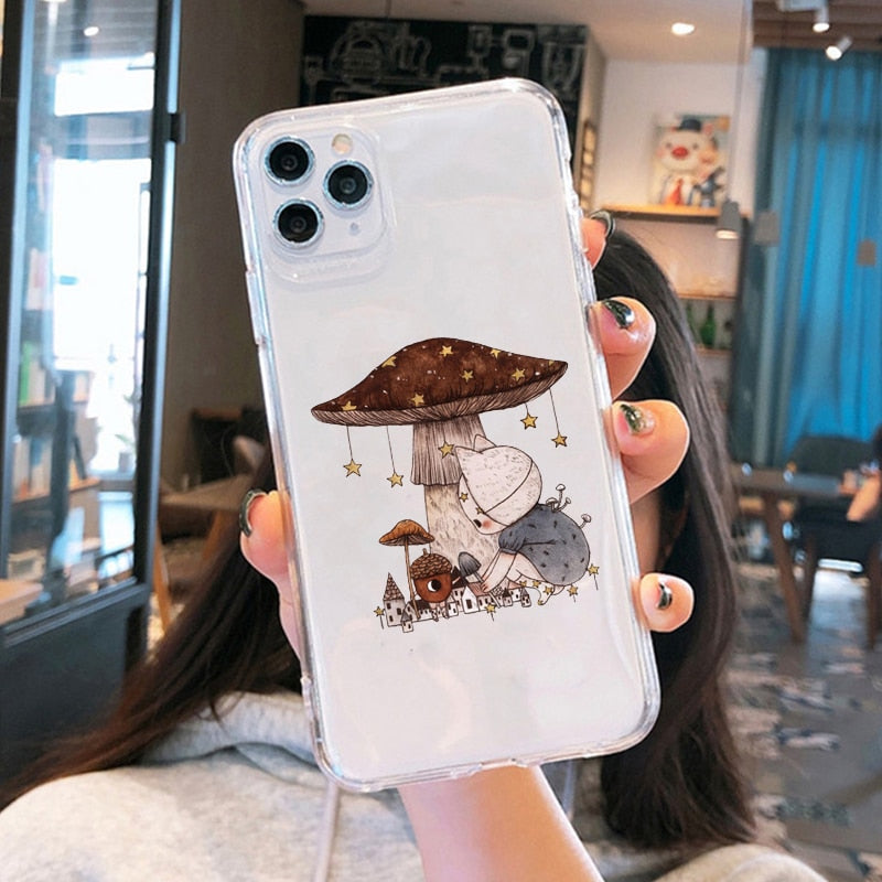 Mushroom Phone Case For iPhone 13 14 12 11 Pro Max Mini X XR XS 14Plus