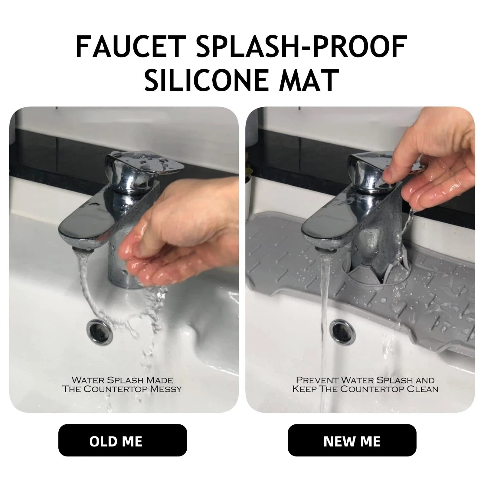Kitchen Sink Splash Guard, Silicone Sink Faucet Mat, Sink Draining Pad Behind Faucet